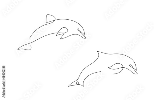 One line dolphin design silhouette.Hand drawn minimalism style vector illustration.