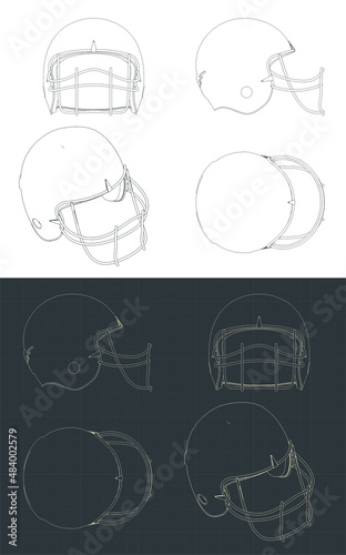 American football helmet blueprints