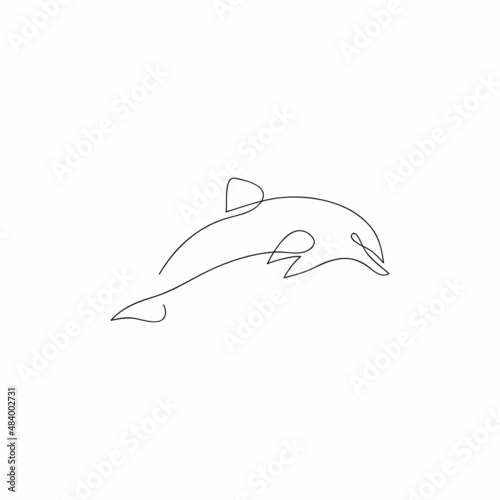 One line dolphin design silhouette.Hand drawn minimalism style vector illustration.