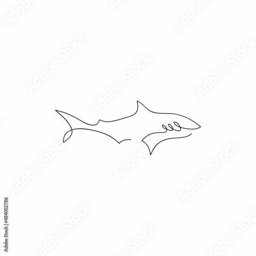 One line shark design silhouette.Hand drawn minimalism style vector illustration.