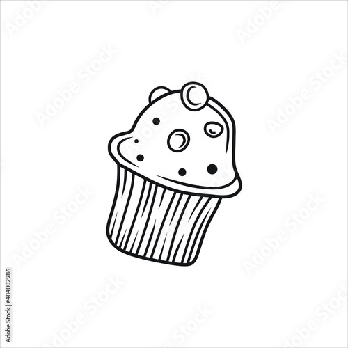 cup cake icon sketch vector
