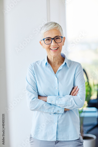 business woman senior portrait office executive casual beauty mature edlerly female beautiful happy photo