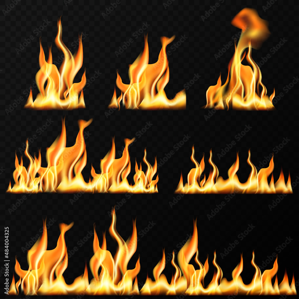 Realistic fire flames set Realistic fire flames set