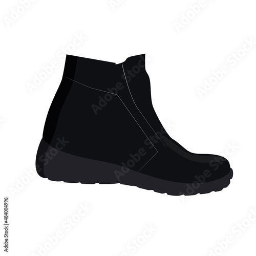 Black female shoe on a white background. Flat style Vector.