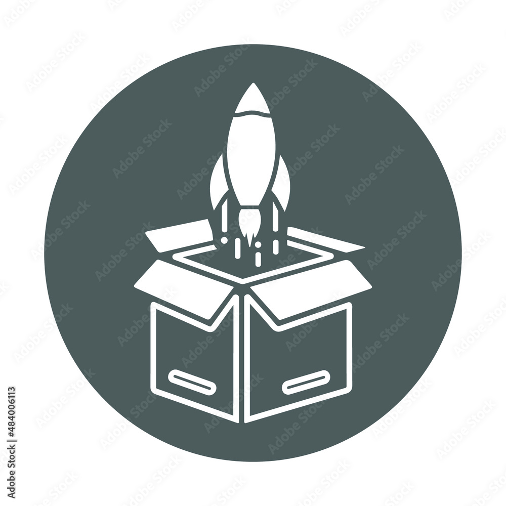 Obraz premium Product, launch, startup icon. Gray vector sketch.