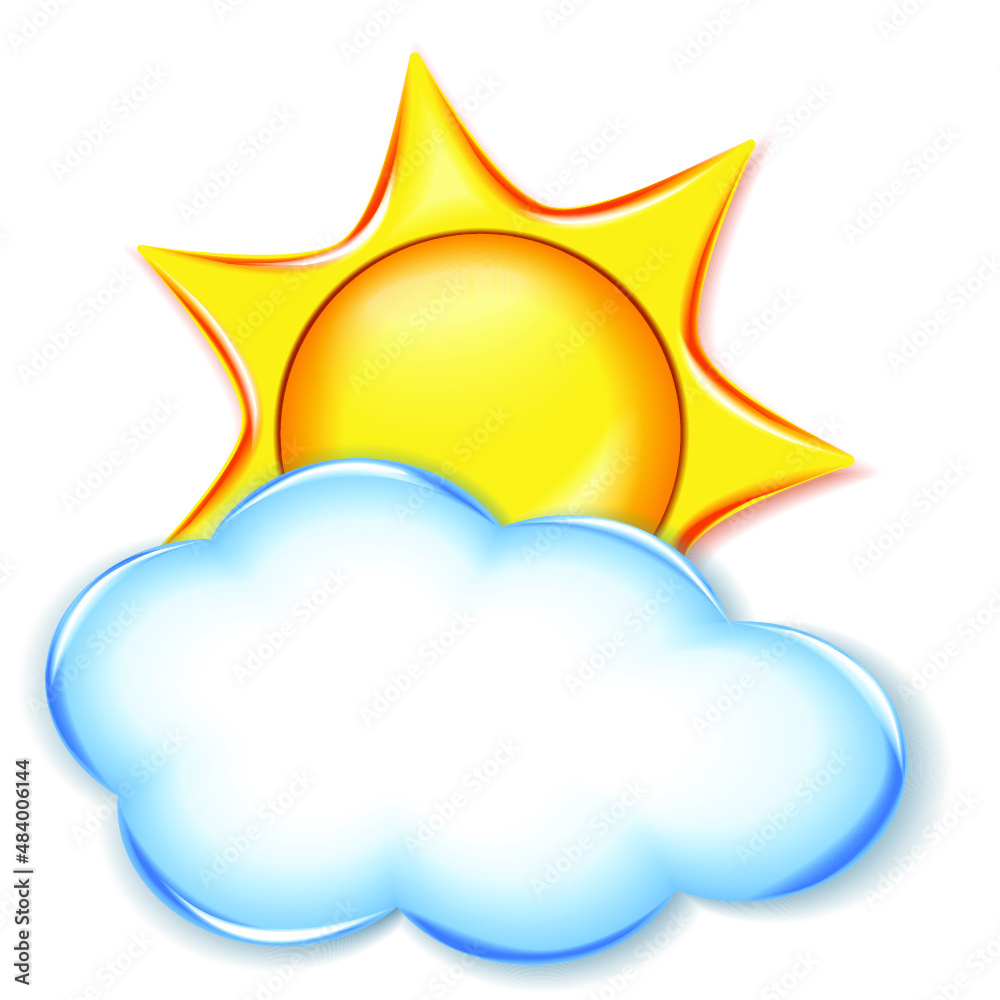 Weather icon of cloud and sun. 3d rendering Weather icon of cloud and sun. 3d rendering