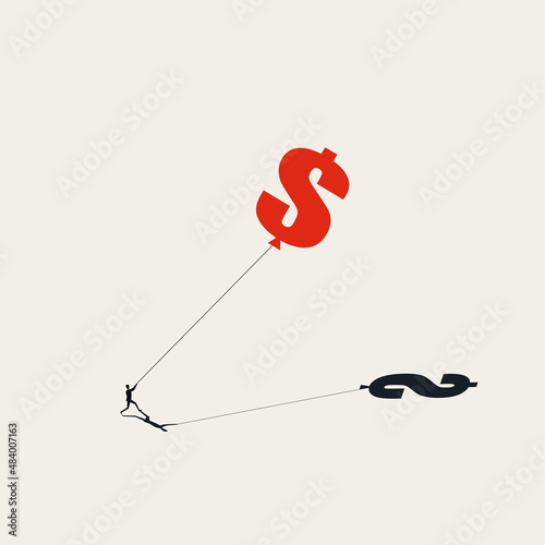 Inflation vector concept. Symbol of price rise, money value decrease, dollar sign. Minimal illustration.