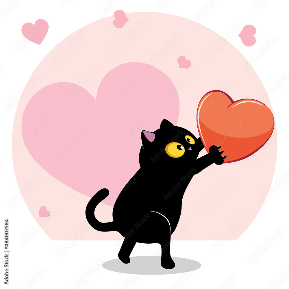 Black cat holding heart Black cat holding heart