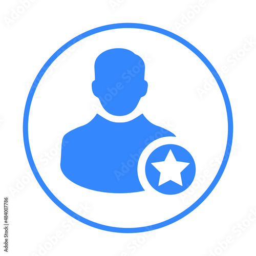 Profile, employee, rank, ranking icon. Blue vector sketch.