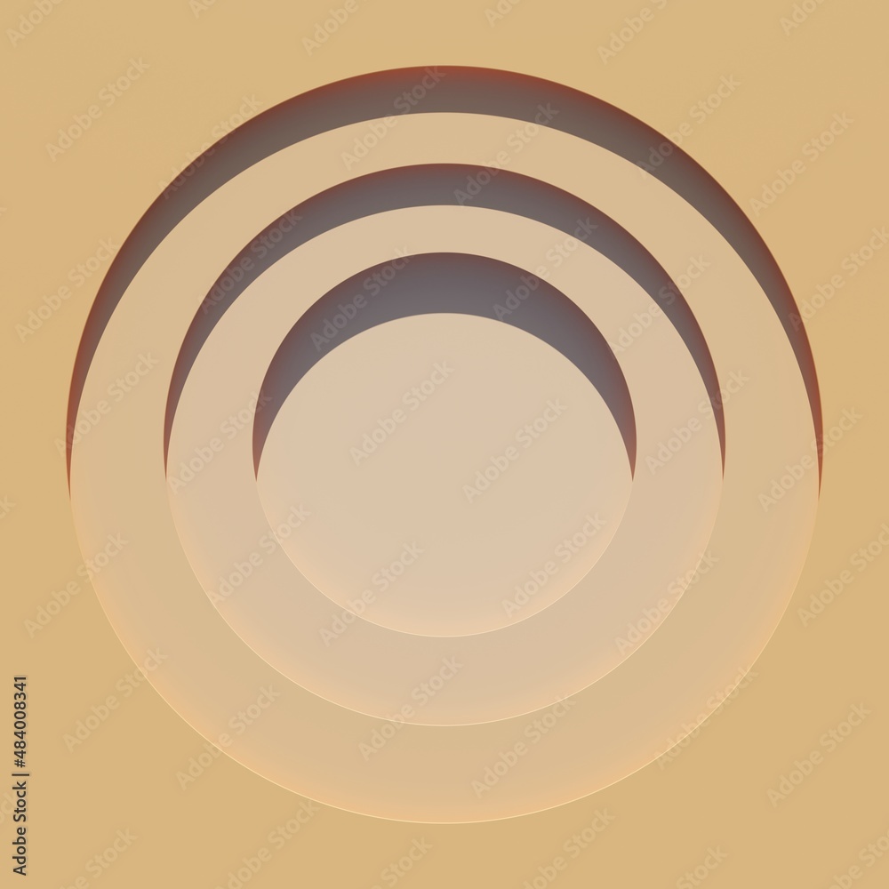 Obraz premium Geometric minimalistic beige level circles with shadows gradient background 3d illustration