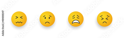 Smile icons. Cartoon emoji set. Smiley faces with emotions. Vector illustration