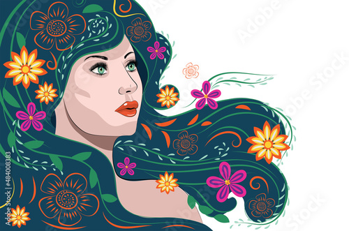 Girl with floral hair