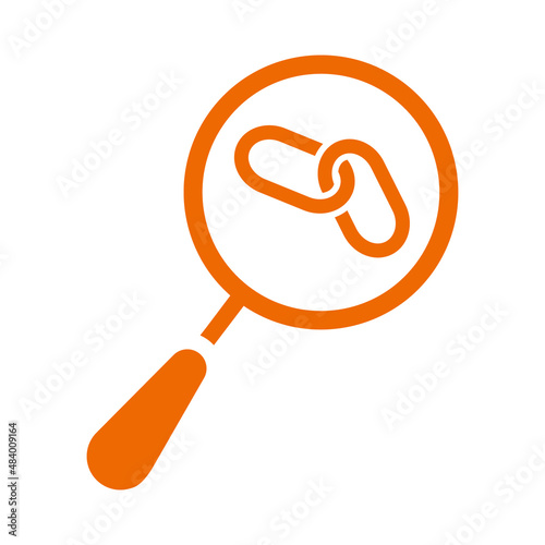 Search, backlink icon. Orange vector sketch.