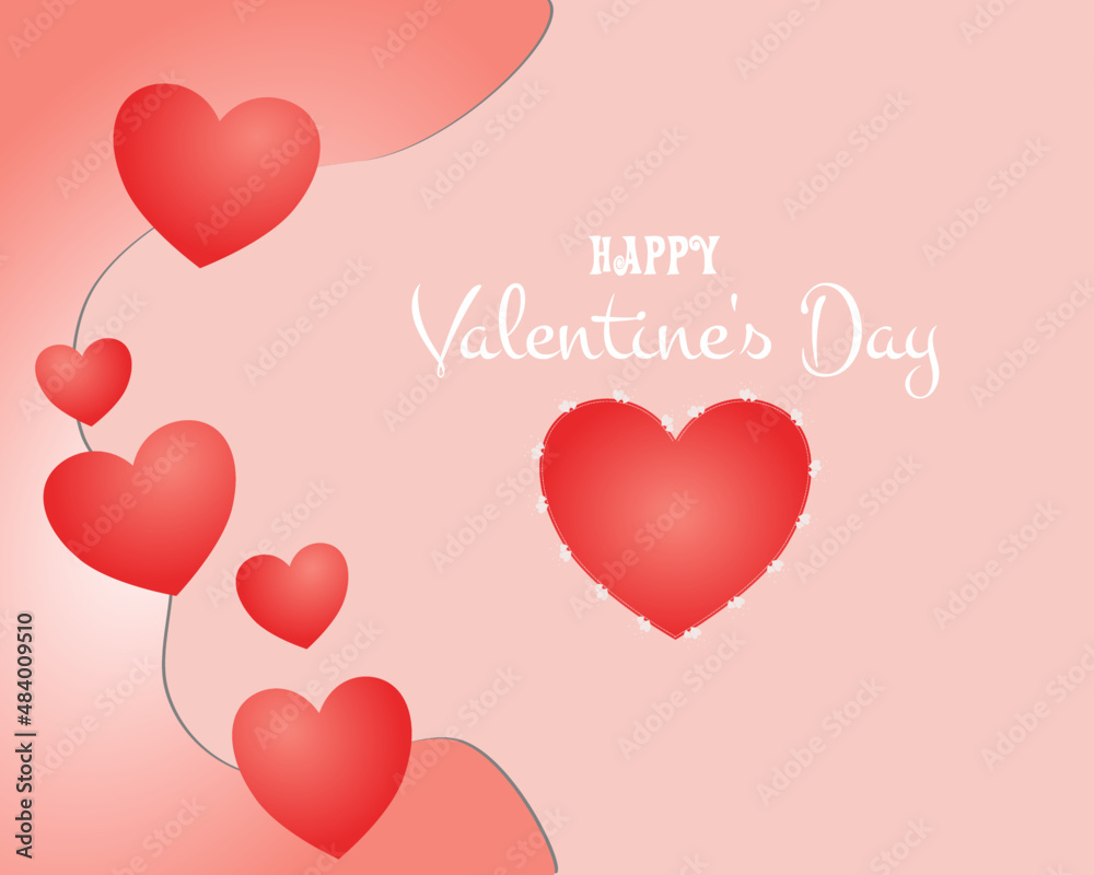 A Valentine's greeting card with hearts and text message of Happy Valentine's day.