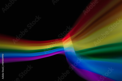 Colored blurred light lines. Abstraction of light. 
Lgbt flag.
