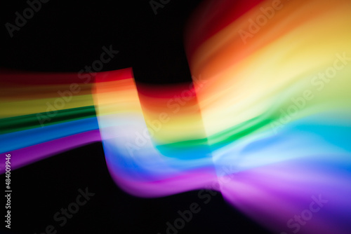 Colored blurred light lines. Abstraction of light. 
Lgbt flag.