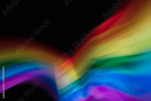 Colored blurred light lines. Abstraction of light. 
Lgbt flag.