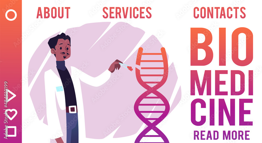 Naklejka premium Biomedicine laboratory scientific researches website flat vector illustration.