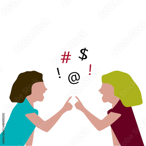 two women swear and shout discussion