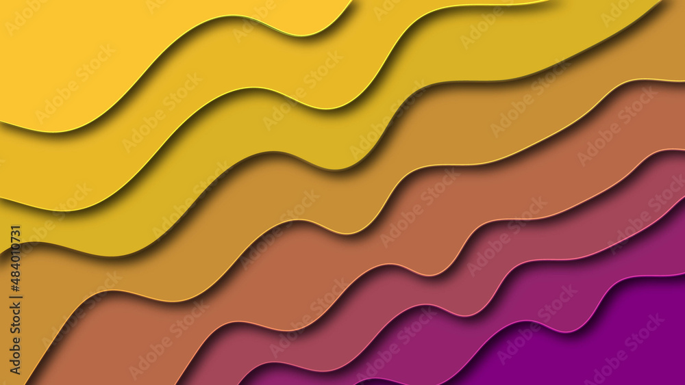 Abstract background of Papercut style smooth background.  Yellow and purple combination cut out style wallpaper 