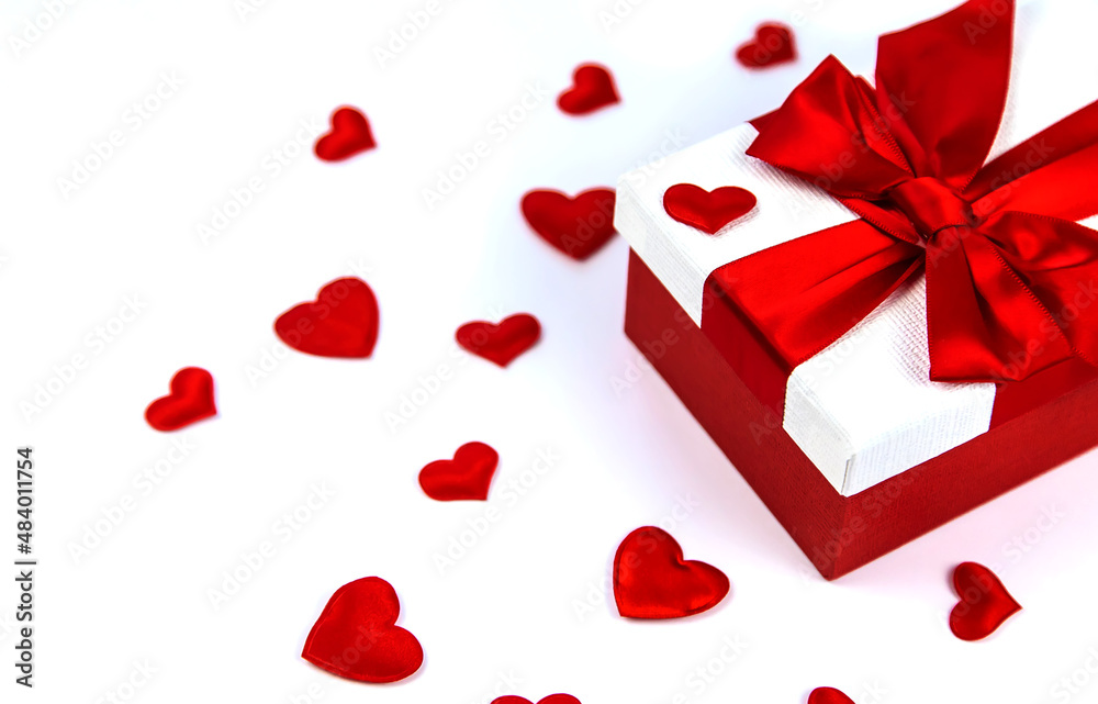 Background isolate with hearts and gift. Valentine's Day. Selective focus. Background isolate with hearts and gift. Valentine's Day. Selective focus.
