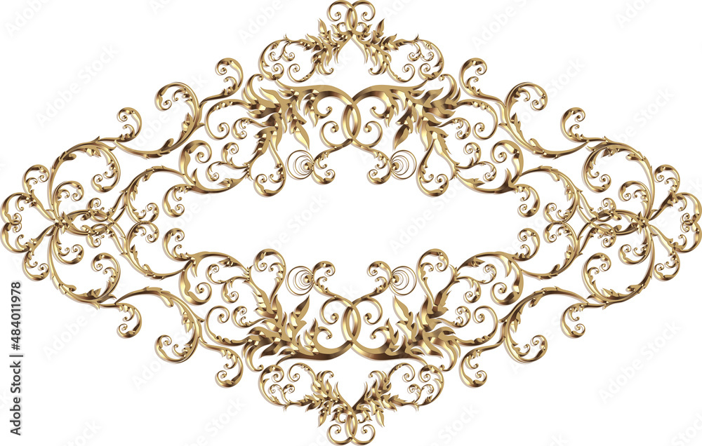3D-image gold classic swirl central ornament for ceiling decoration