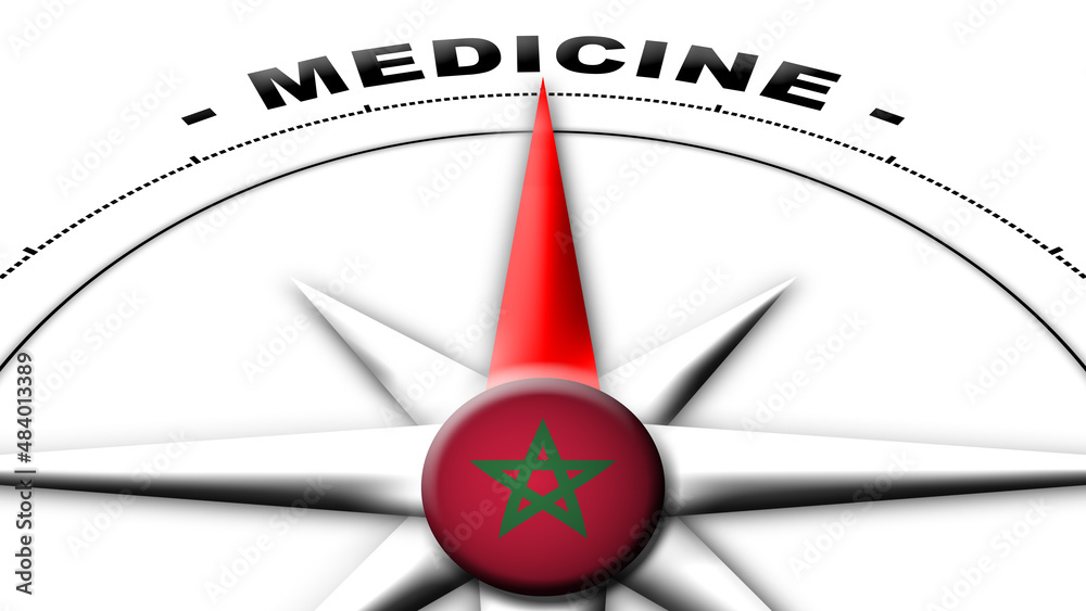 Morocco Globe Sphere Flag and Compass Concept Medicine Titles – 3D Illustration Morocco Globe Sphere Flag and Compass Concept Medicine Titles – 3D Illustration