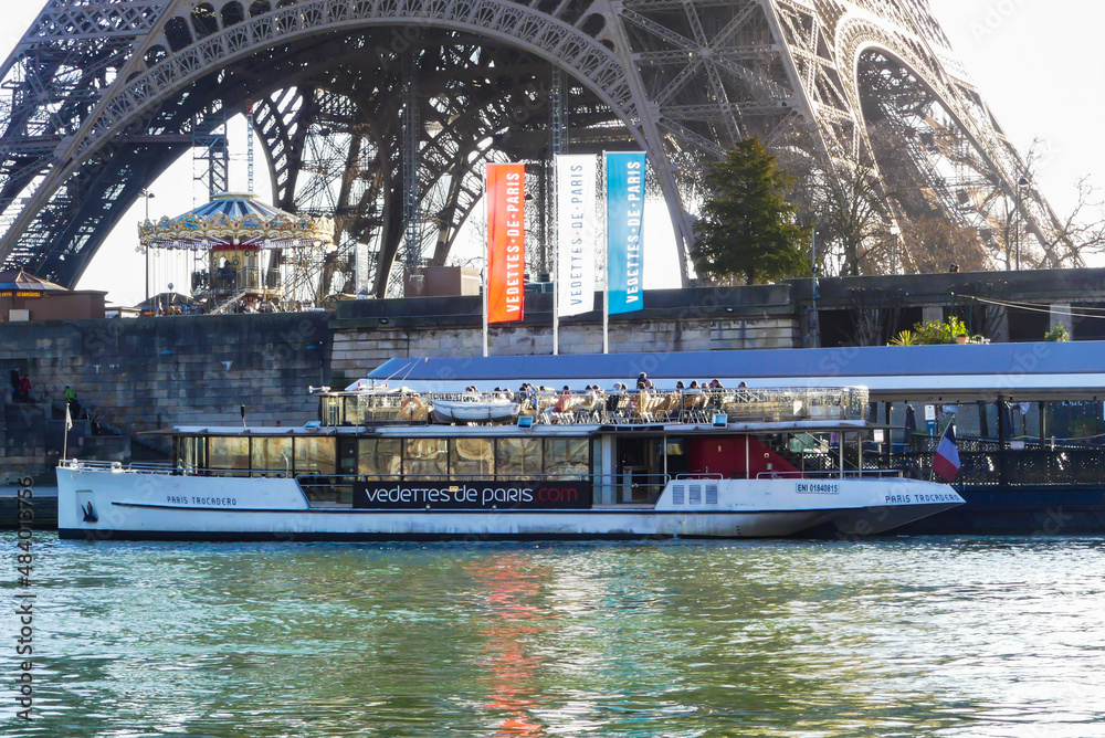 Paris France January 30 2022 Tourist Boat Named Vedettes De Paris 