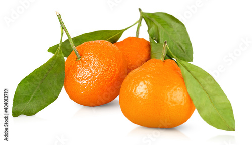 three whole Mandarin/Tangerine on a white isolated background