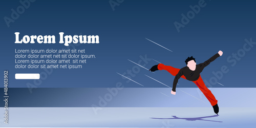 UI design of abstract man skating on ice on an abstract blue background, male Figure Skaters