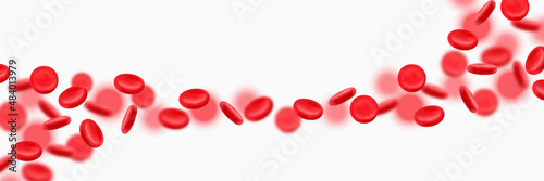 World donor day abstract wallpaper, 3d blood cells flowing in vein isolated on white background. Vector illustration. Medical border frame, hospital banner concept design photo