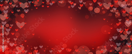 Happy Valentine's Day. Romantic background for the decoration of the lovers' holiday. Love. bokeh, hearts on a red background.