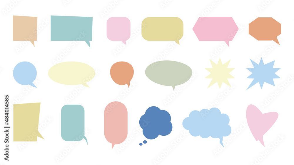 speech bubble set with different shape isolated on white background for funny graphic design and social media decoration