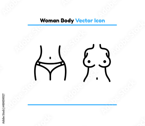 Woman body vector outline icon illustration. Woman body icon