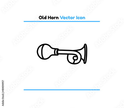Old horn vector outline icon illustration. Old horn icon