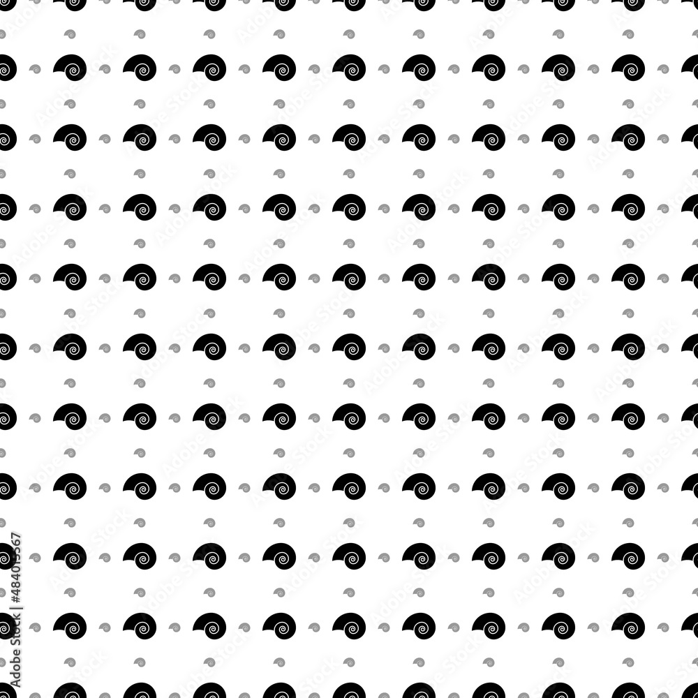 Square seamless background pattern from geometric shapes are different sizes and opacity. The pattern is evenly filled with big black marine nautilus symbols. Vector illustration on white background Square seamless background pattern from geometric shapes are different sizes and opacity. The pattern is evenly filled with big black marine nautilus symbols. Vector illustration on white background