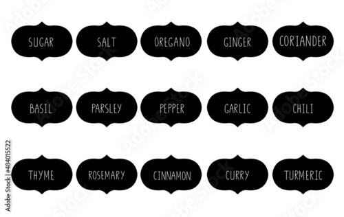 A set of 15 handwritten labels for marking jars