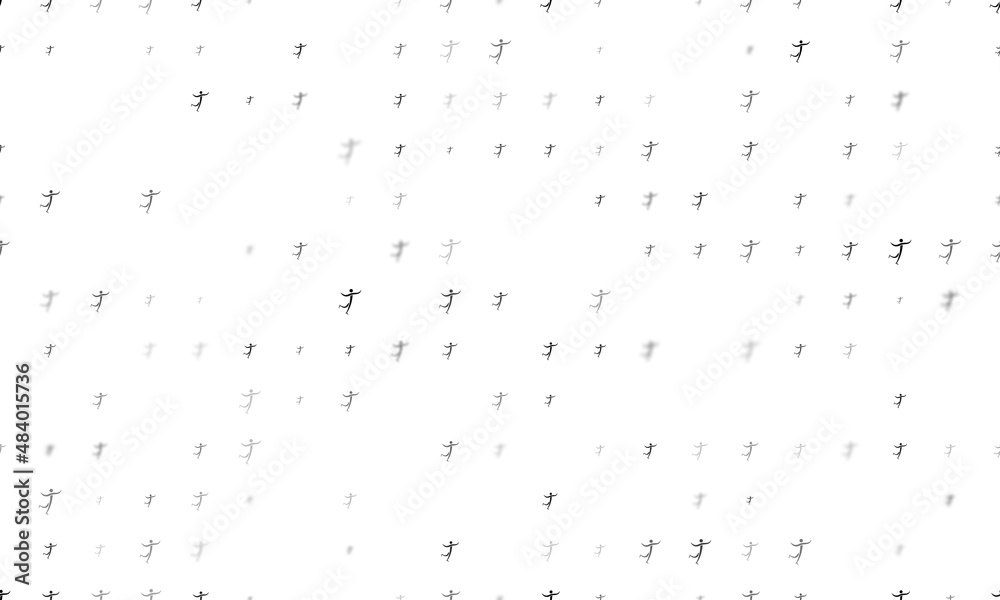 Seamless background pattern of evenly spaced black figure skating symbols of different sizes and opacity. Vector illustration on white background Seamless background pattern of evenly spaced black figure skating symbols of different sizes and opacity. Vector illustration on white background