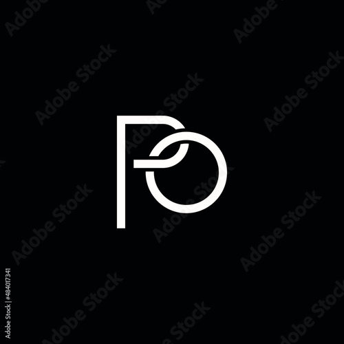 Professional elegant latest artistic letter PO OP logo icon  black and white color, circle shape.