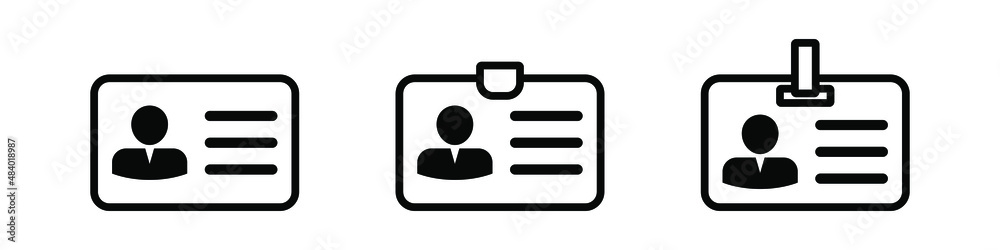 ID Card icon collection. Employee clerk card, driver license, Identification card, staff identification card symbol. Design for website and mobile app. ID Card icon collection. Employee clerk card, driver license, Identification card, staff identification card symbol. Design for website and mobile app.