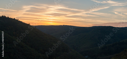 Sunset in the mountains of the Rhineland