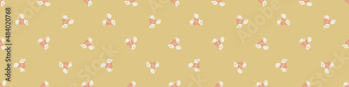Gender neutral floral seamless vector border. Simple whimsical romantic 2 tone banner. Kids nursery wallpaper or scandi bordur