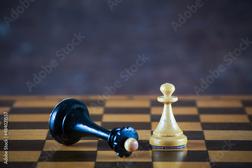 Slika na platnu The winner is the pawn and the defeated king on the chessboard