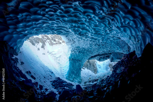 Inside a cold ice cave