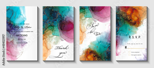 Modern creative design,  background marble texture. Wedding invitation.  Alcohol ink. Vector illustration.