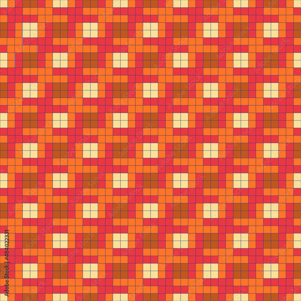 Vector, Seamless, Image in The Form of Squares of Red-Orange Color, Arranged in A Certain Order. Can Be Used in Design and Textiles
