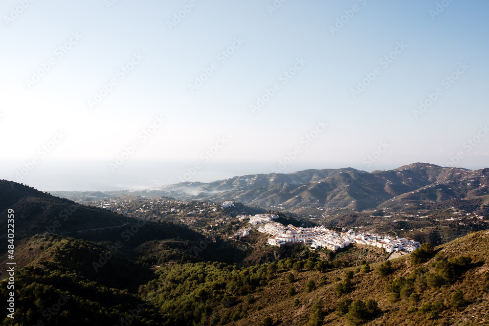 Frigiliana from the mountains in spain when traveling to visit spain