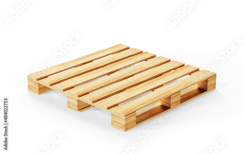 Stack of wooden pallets close-up 3d render