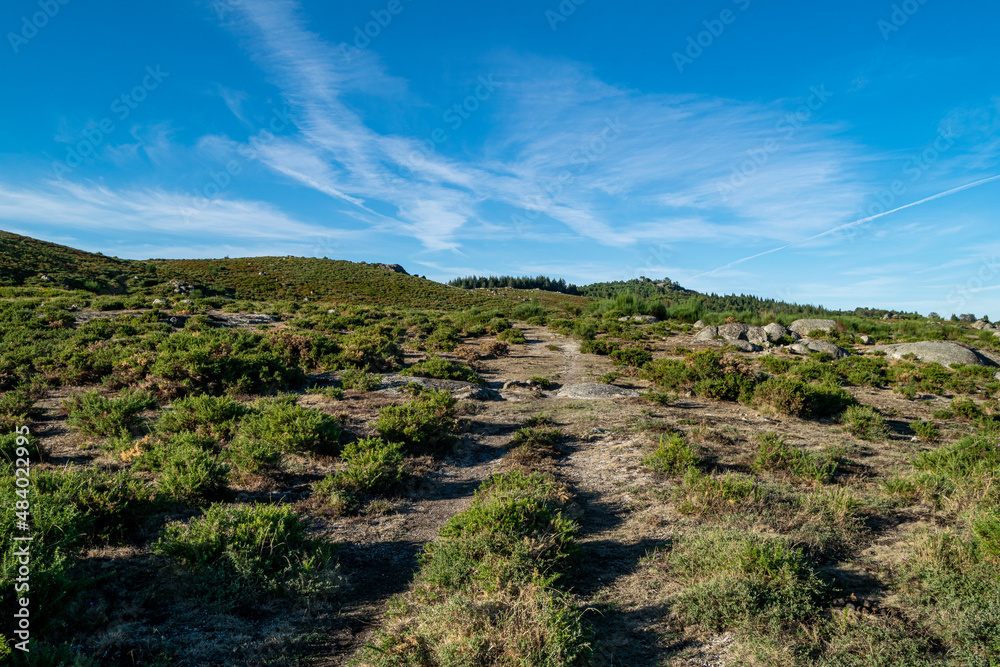 Fototapeta premium Mountains landscape, nature views on outdoor walks. Santiago de Compostela Pilgrims. 