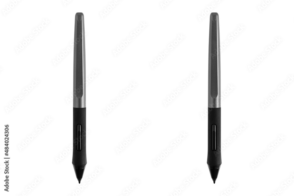 Pen for a graphics tablet on a white background. Electronic pen for close-up retouching. Pen for a graphics tablet on a white background. Electronic pen for close-up retouching.